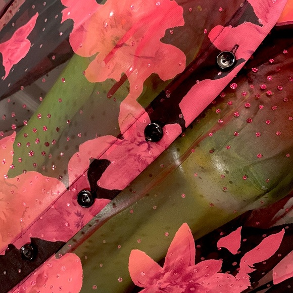 Vintage Black and Pink Floral Connie Choi Sheer Blouse - Picture 10 of 16